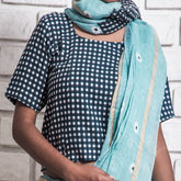 Blue-White Checked Blouse